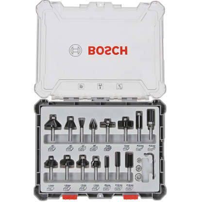 Artikelbild für AKTION: BOSCH Mixed Set Fräser-Set 15-teilig mit Prämie nach Registrierung, Artikelnummer 454262
