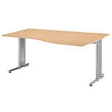 Artikelbild 1 für HAMMERBACHER NS18 Schreibtisch eiche Trapezform, C-Fuß-Gestell silber 180,0 x 80,0/100,0 cm, Artikelnummer 867717