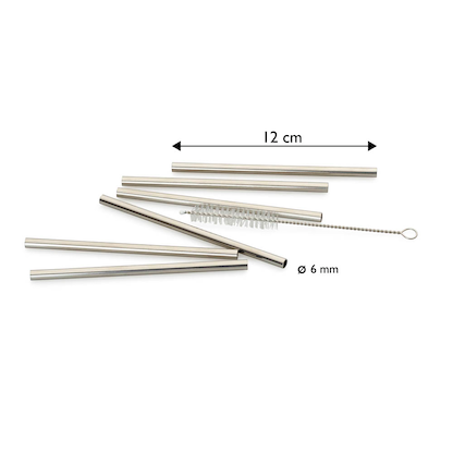 Artikelbild 3 für 6 Echtwerk Edelstahl-Strohhalme silber, Artikelnummer 649958