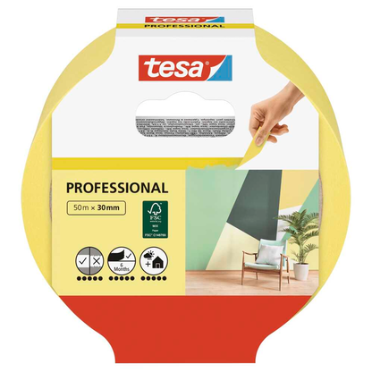 Artikelbild 2 für tesa PROFESSIONAL Malerband gelb 30,0 mm x 50,0 m 1 Rolle, Artikelnummer 724231