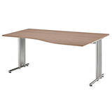 Artikelbild 1 für HAMMERBACHER NS18 Schreibtisch nussbaum Trapezform, C-Fuß-Gestell silber 180,0 x 80,0/100,0 cm, Artikelnummer 864306