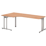 Artikelbild 1 für HAMMERBACHER NS82 Schreibtisch nussbaum L-Form, C-Fuß-Gestell silber 200,0 x 80,0/120,0 cm, Artikelnummer 866374