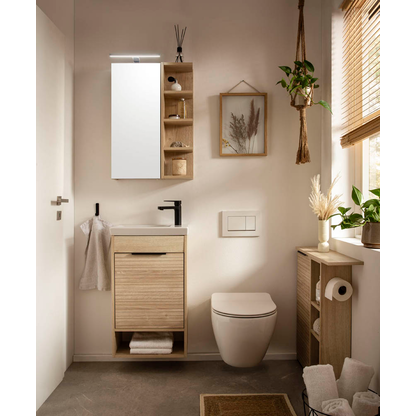 Artikelbild 4 für MÖBELPARTNER Spiegelschrank Mads 159670 weiß-eiche 50,3 x 16,0 x 74,4 cm, Artikelnummer 610812