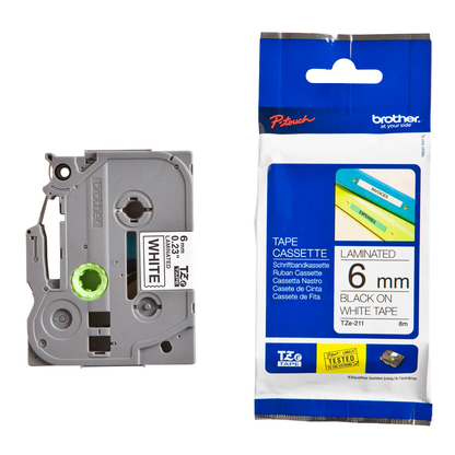 Artikelbild für brother Schriftband TZe-211 TZE211, 6 mm, schwarz auf weiß, 1 St., Artikelnummer 653113