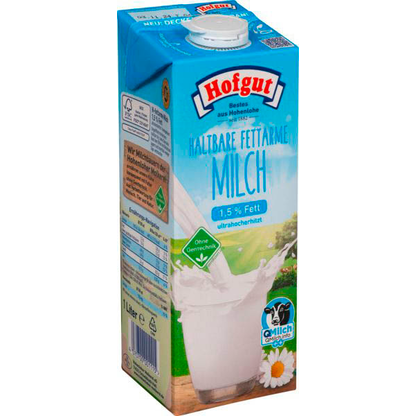 Artikelbild 2 für Hofgut fettarme H-Milch Milch 1,5 % 12x 1,0 l, Artikelnummer 545378