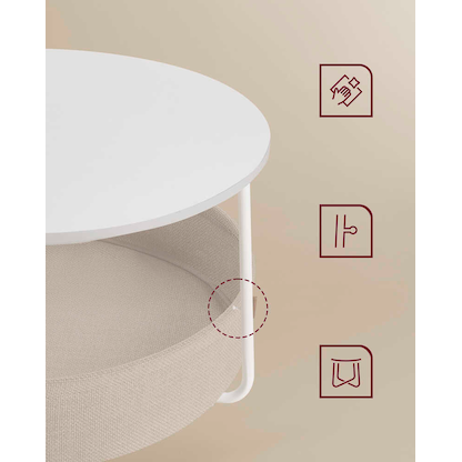 Artikelbild 3 für VASAGLE Couchtisch rund Spanplatte beige, weiß 75,0 x 75,0 x 45,0 cm, 1 St., Artikelnummer 760221