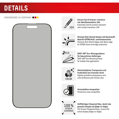 Artikelbild 3 für DISPLEX® Privacy Glass Display-Blickschutzglas für Apple iPhone 16 Pro Max, Artikelnummer 700466