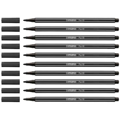 Artikelbild für STABILO Pen 68 Filzstifte schwarz, 10 St., Artikelnummer 460360
