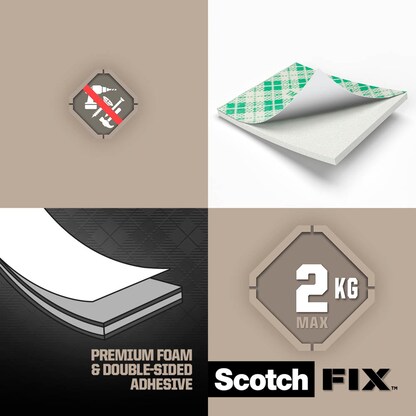 Artikelbild 3 für Scotch FIX™ INTERIOR doppelseitige Klebepads für max. 2,0 kg, 25,0 x 25,0 mm, 16 St., Artikelnummer 571154