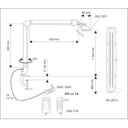 Artikelbild 2 für MAUL MAULwork LED Schreibtischlampe weiß 20 W mit Tischklemme, Artikelnummer 119805