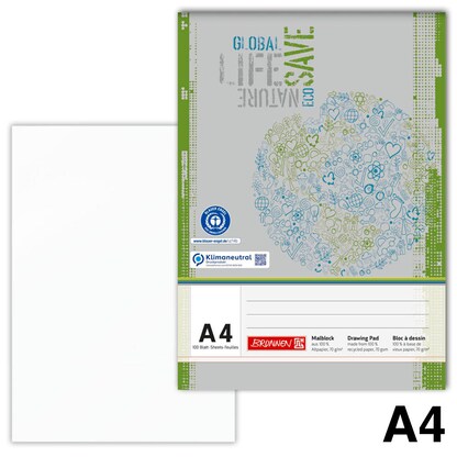 Artikelbild für BRUNNEN Malblock Recycling DIN A4 70 g/qm, 100 Blatt, 1 St., Artikelnummer 163024