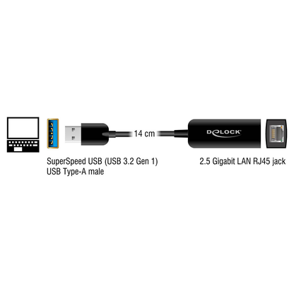 Artikelbild 2 für DeLOCK USB A/RJ-45 LAN-Adapter, Artikelnummer 894582