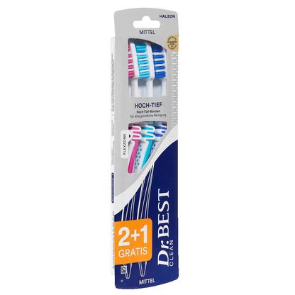 Artikelbild für Dr.Best Zahnbürsten Hoch-Tief, 3 St., Artikelnummer 570067