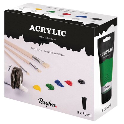 Artikelbild für Rayher Acrylic-Set Acrylfarben farbsortiert 6 x 75,0 ml, 1 Pack, Artikelnummer 129803