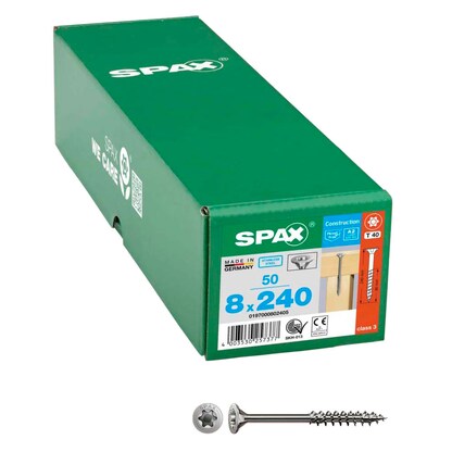 Artikelbild für SPAX® Universalschrauben T40 Senkkopf Edelstahl A2 0197000802405 8 mm x 240 mm, 50 St., Artikelnummer 397558