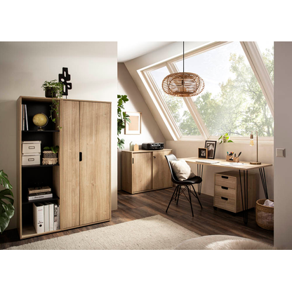 Artikelbild 4 für MÖBELPARTNER Aktenregal Emmik weiß-eiche 44,8 x 41,0 x 163,6 cm, 1 St., Artikelnummer 610679