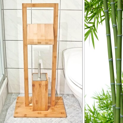 Artikelbild 2 für relaxdays WC-Garnitur braun, silber Holz, 1 St., Artikelnummer 360814