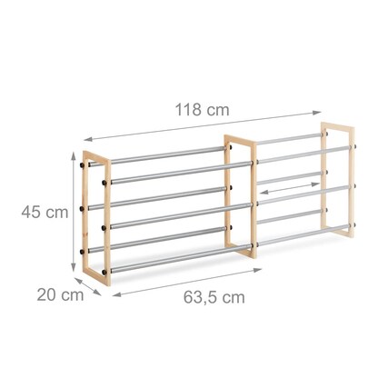 Artikelbild 6 für relaxdays Schuhregal silber, braun 118,0 x 20,0 x 45,0 cm, 1 St., Artikelnummer 449797