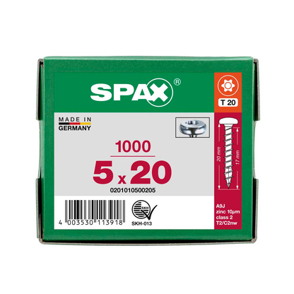 Artikelbild 10 für SPAX® Universalschrauben T20 Halbrundkopf WIROX 0201010500205 5 mm x 20 mm, 1.000 St., Artikelnummer 395877