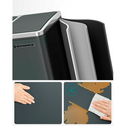 Artikelbild 4 für SONGMICS Mülltrenner 3x 18,0 l grüngrau, 1 St., Artikelnummer 760296