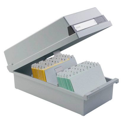 Artikelbild 2 für HAN Karteikasten DIN A6 für 1.300 Karteikarten grau mit Deckel, Artikelnummer 184192