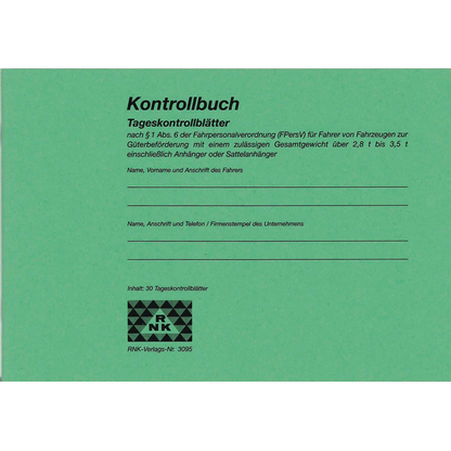 Artikelbild 2 für RNK-Verlag Tageskontrollblätter für das Fahrpersonal Formularbuch 3095, 1 St., Artikelnummer 449983