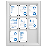 Artikelbild 1 für Showdown® Displays Schaukasten T silber 9x DIN A4 80,5 x 4,7 x 106,7 cm, 1 St., Artikelnummer 560516