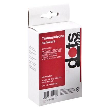 Artikelbild 2 für dots schwarz Druckerpatrone kompatibel zu HP 21XL (C9351A), Artikelnummer 199893