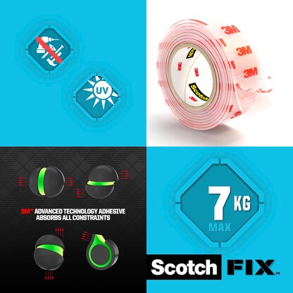 Artikelbild 3 für Scotch FIX™ TRANSPARENT doppelseitiges Klebeband 19,0 mm x 5,0 m, 1 Rolle, Artikelnummer 570859