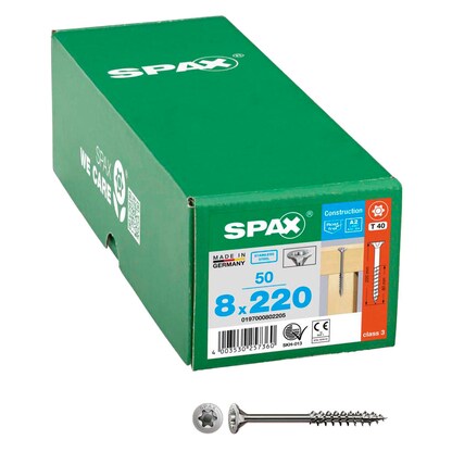 Artikelbild für SPAX® Universalschrauben T40 Senkkopf Edelstahl A2 0197000802205 8 mm x 220 mm, 50 St., Artikelnummer 398259