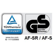 Zertifizierung TÜV Rheinland und GS für geprüfte Sicherheit, Produktkennung AF-SR/AF-S.