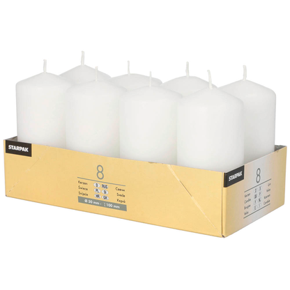 Artikelbild für STARPAK Stumpenkerzen weiß, 8 St., Artikelnummer 514117