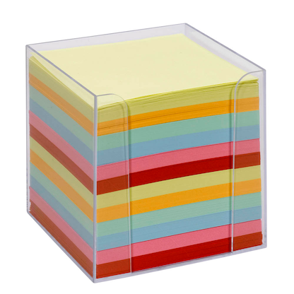 Artikelbild für folia Zettelbox transparent inkl. 700 Notizzettel farbig sortiert, 1 St., Artikelnummer 474635