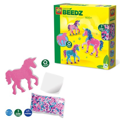Artikelbild für SES Creative® Bügelperlen Set GREEN BEEDZ Einhorn mehrfarbig, Artikelnummer 110629