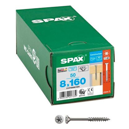 Artikelbild für SPAX® Universalschrauben T40 Senkkopf Edelstahl A2 0197000801605 8 mm x 160 mm, 50 St., Artikelnummer 398287