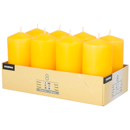 Artikelbild für STARPAK Stumpenkerzen goldgelb, 8 St., Artikelnummer 514125
