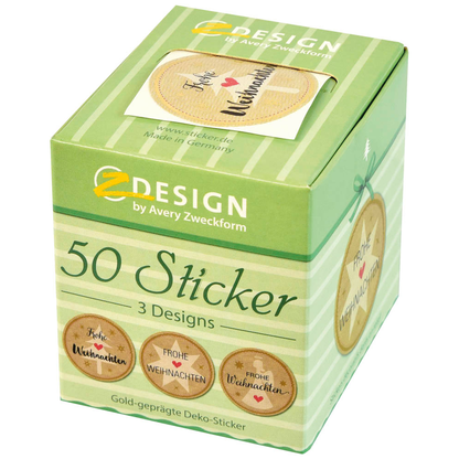Artikelbild 2 für AVERY Zweckform Aufkleber Frohe Weihnachten, braun, 50 Etiketten, Artikelnummer 723770