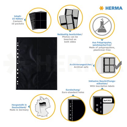 Artikelbild 7 für HERMA Fotosichthüllen Fotophan 10x15 cm schwarz genarbt, 10 St., Artikelnummer 702769