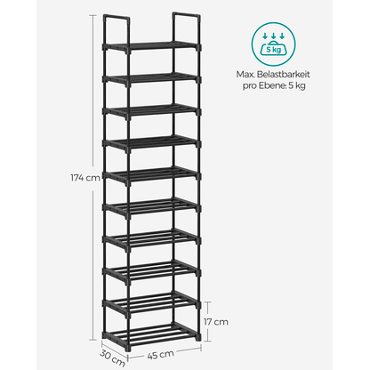 Artikelbild 10 für SONGMICS Schuhregal schwarz 45,0 x 30,0 x 174,0 cm, 1 St., Artikelnummer 260959