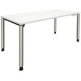 Artikelbild 1 für fm fastline höhenverstellbarer Schreibtisch weiß rechteckig, 4-Fuß-Gestell silber 160,0 x 80,0 cm, Artikelnummer 135341