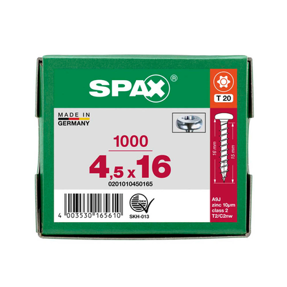 Artikelbild 10 für SPAX® Universalschrauben T20 Halbrundkopf WIROX 0201010450165 4,5 mm x 16 mm, 1.000 St., Artikelnummer 395687