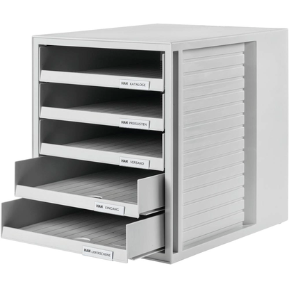 Artikelbild 2 für HAN Schubladenbox Schrank-Set lichtgrau 1401-11D, DIN A4 mit 5 Schubladen, 1 St., Artikelnummer 359018