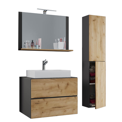Artikelbild für VCM my bath Badmöbel-Set 4-teilig Lendas L 915299 honig-eiche, anthrazit 114,0 x 52,0 x 150,0 cm, Artikelnummer 390593