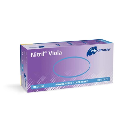 Artikelbild 2 für Meditrade® unisex Einmalhandschuhe Nitril® Viola lila Größe M, 100 St., Artikelnummer 567749