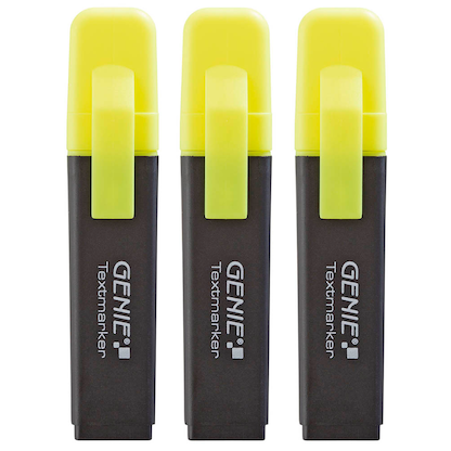 Artikelbild für GENIE Textmarker gelb, 3 St., Artikelnummer 404660