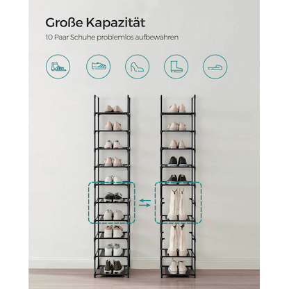 Artikelbild 6 für SONGMICS Schuhregal schwarz 33,0 x 33,0 x 173,0 cm, 1 St., Artikelnummer 260939