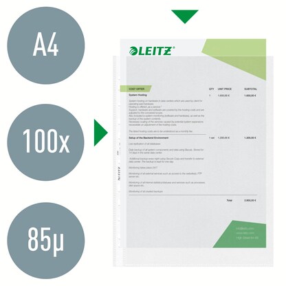 Artikelbild 3 für LEITZ Prospekthüllen 4797 DIN A4 transparent genarbt 0,085 mm, 100 St., Artikelnummer 383188