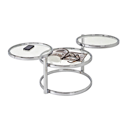 Artikelbild für HAKU Möbel Couchtisch rund Glas chrom 58,0-140,0 x 50,0 x 43,0 cm, 1 St., Artikelnummer 558971