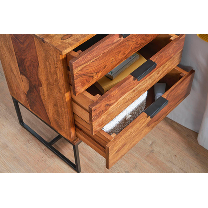 Artikelbild 4 für WOHNLING Nachttisch rechteckig Massivholz sheesham 40,0 x 50,0 x 65,0 cm, 1 St., Artikelnummer 166676