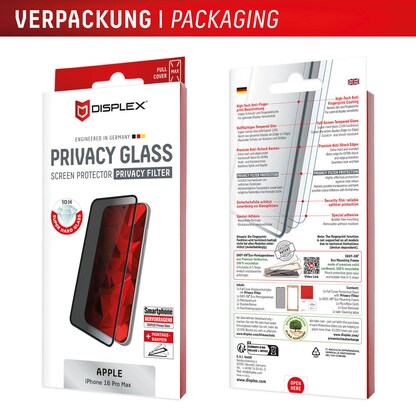 Artikelbild 6 für DISPLEX® Privacy Glass Display-Blickschutzglas für Apple iPhone 16 Pro Max, Artikelnummer 700466